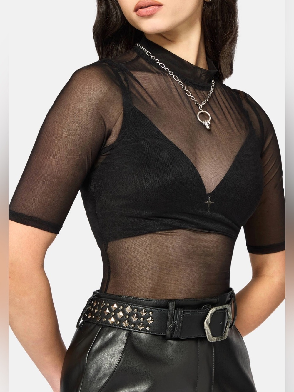 NWT Disturbia Jinx Mesh Short Sleeve Top US 12 / UK 16